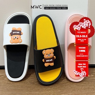 Dép Nữ MWC Đế Bệt Quai Ngang In Hình Gấu Siêu Xinh NUDE- 3447