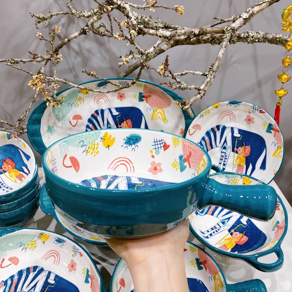 Set bát đĩa 11 món ngựa vằn siêu xinh