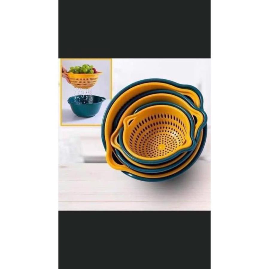 Set 6 Món Rổ Và Chậu hình chữ nhật chất lượng cao cấp, Siêu Tiện Lợi Và Tiết Kiệm - TongkhoGiaDung