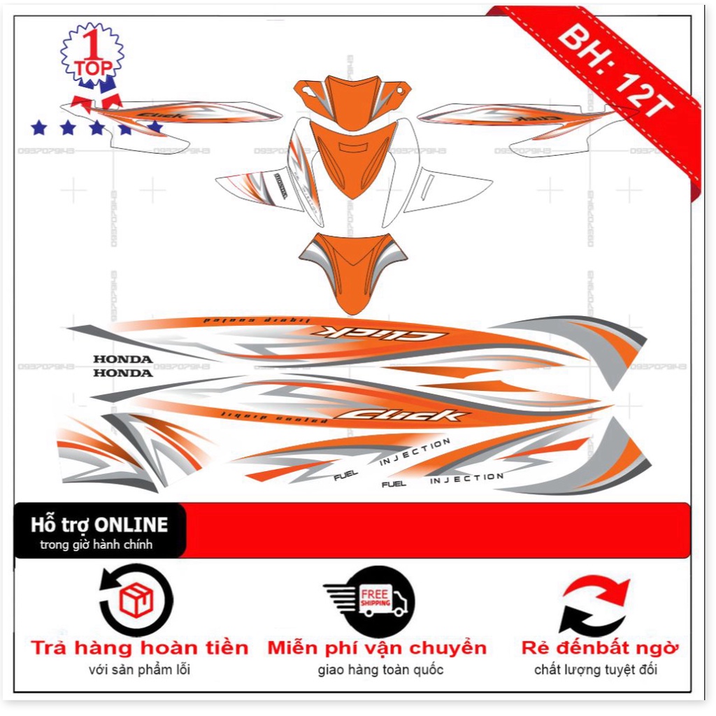 ( Quí khách vui lòng mang ra tiệm cho thợ dán ) Tem Click 110 trắng