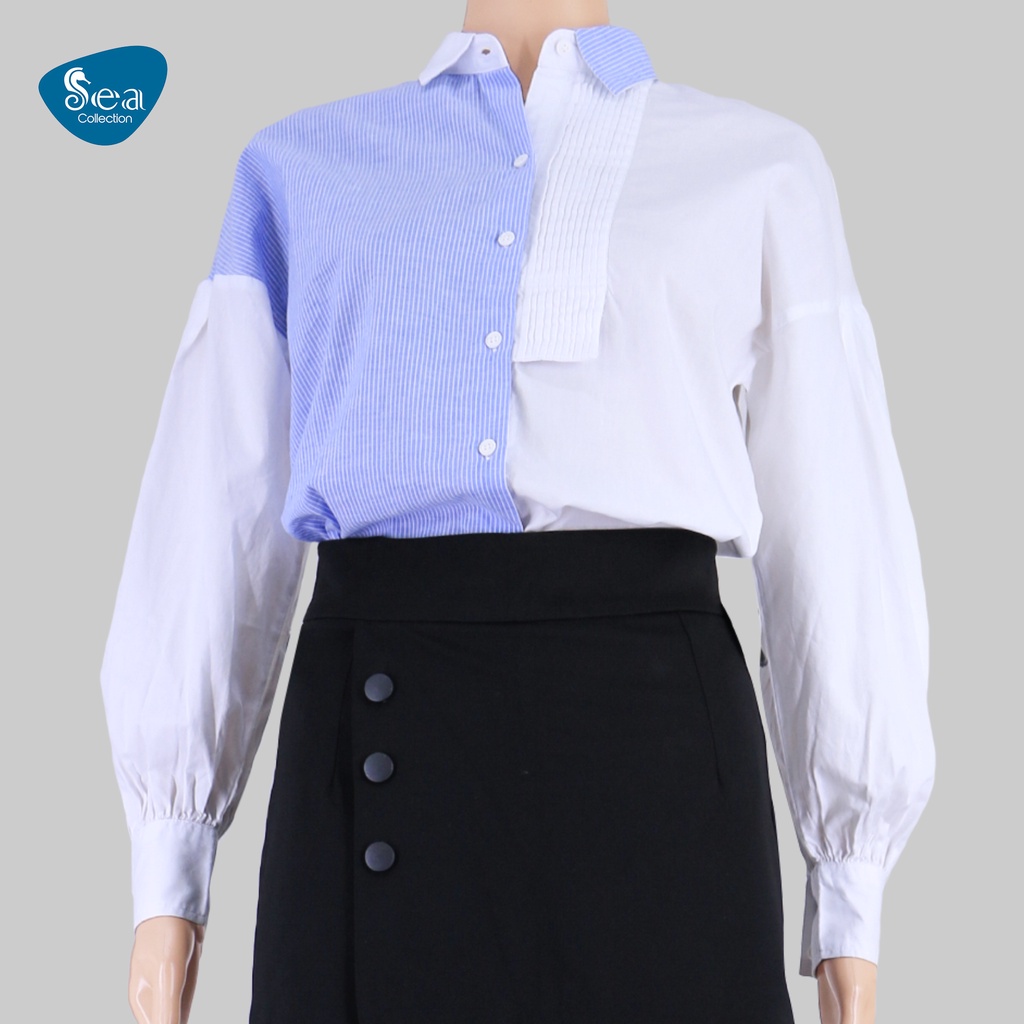 Áo Sơ Mi Nữ Tay Dài Trắng Phối Sọc 12710 Sea Collection