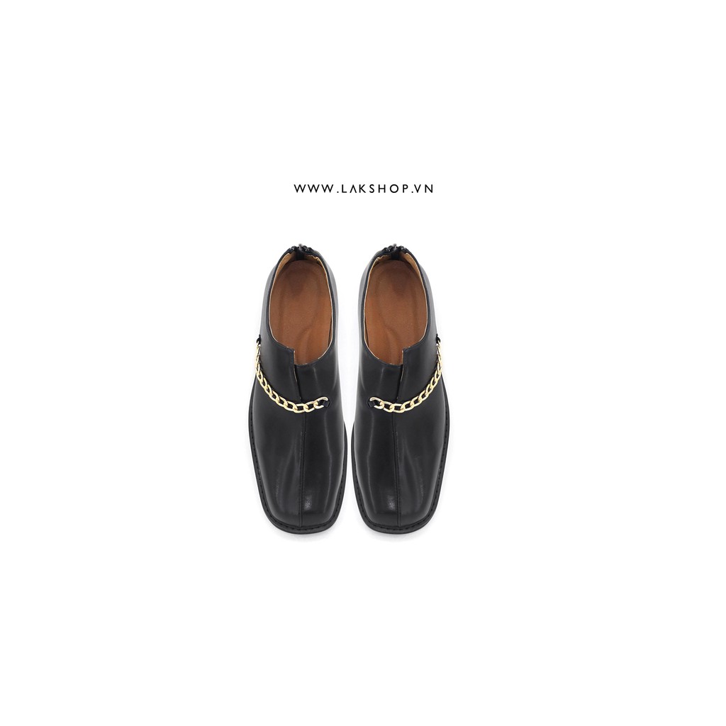 Giày Black Loafers With Chain