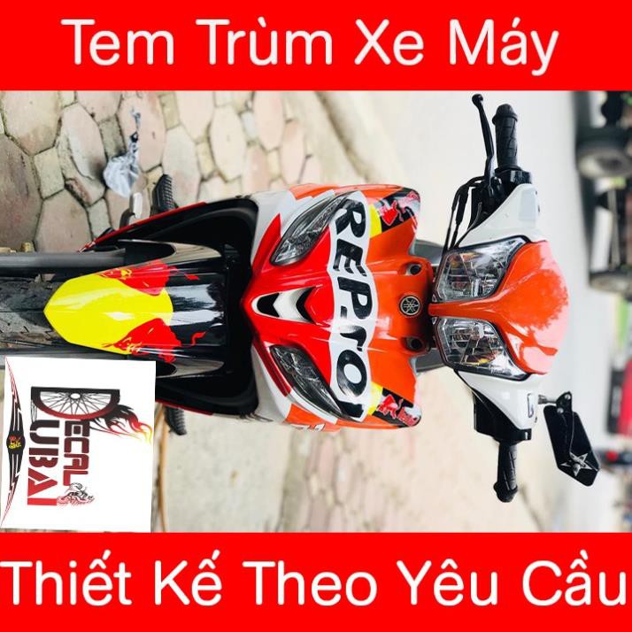 Tem Trùm Xe Jupiter Fi Repsol Cam Trắng Thể Thao