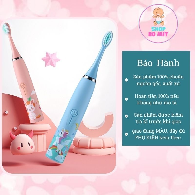 Bàn chải điện cho bé đánh răng tự động trẻ em 2-3-10 tuổi em bé lông mềm SHOPBOMIT BCD01