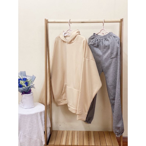 [ ảnh thật + video ] Bộ nỉ bông Áo hodie, quần jogger chun ống chất  nỉ bông siêu xinh màu nude Trend | BigBuy360 - bigbuy360.vn