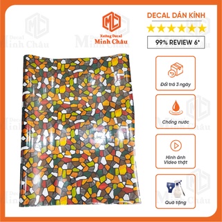 Decal Dán Kính 3D hình đá Nhiều Màu T044 Khổ 90x100cm cản nắng giảm nhiệt chống nhìn cho cửa phòng