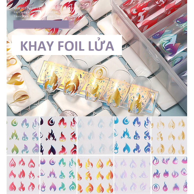 Khay Foil Lửa Dán Móng
