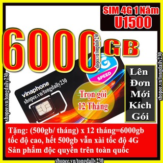 Sim 4G vinaphone max băng thông (tặng ngay 500gb tốc độ cao / tháng x miễn phí 12 tháng không cần nạp tiền)