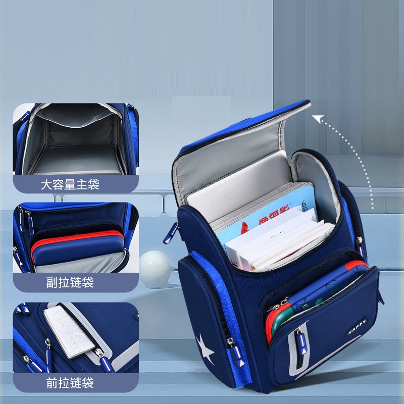 Balo Chống Gù Cho Học Sinh Tiểu Học Có Phản Quang Và Chống Thấm Nước Kích Thước 42x32x11cm