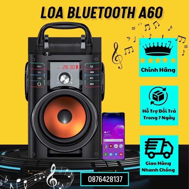 ( Sale Cực Mạnh )Loa bluetooth New A60 công suất lớn, Loa karaoke gia đình, nghe nhạc cực đỉnh, thiết kế thông minh.