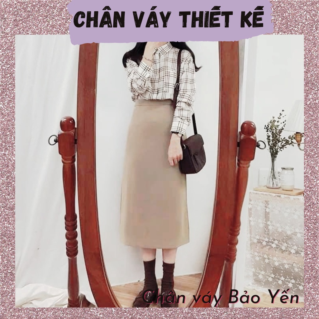 Chân váy dài dáng A nhẹ cạp khóa xẻ sau, ảnh thật (sẵn size)_M11