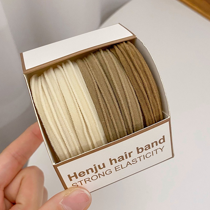 Set 5 Dây Buộc Tóc Cao Su Co Giãn Tốt Thiết Kế Đơn Giản Cho Nữ