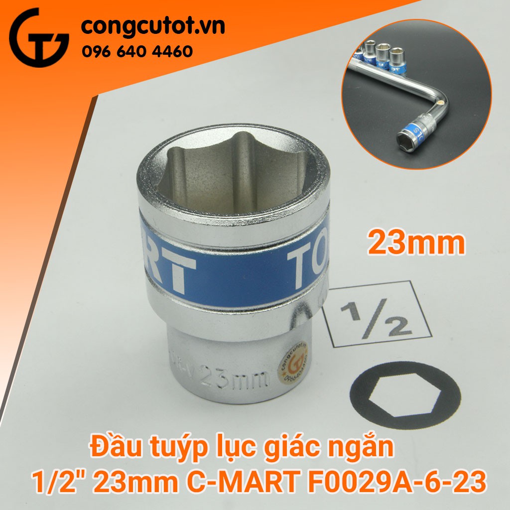 Đầu tuýp lục giác ngắn 1/2&quot; C-MART F0029A-6 (20mm-32mm)