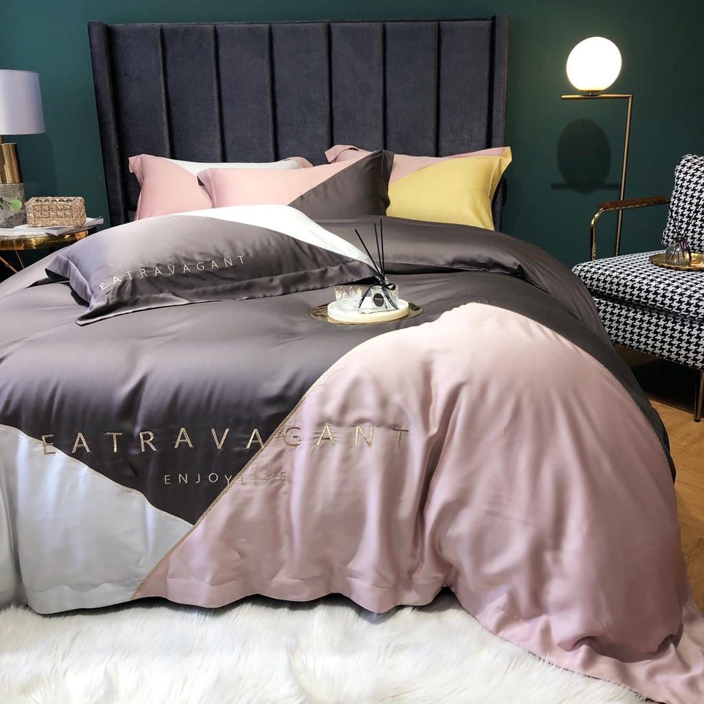 Bộ Chăn Ga Gối Lụa Tencel 100S Cao Cấp Chăn Drap Nhập Khẩu Siêu Sang Xịn Min Mát Sét Chuẩn 04 Món