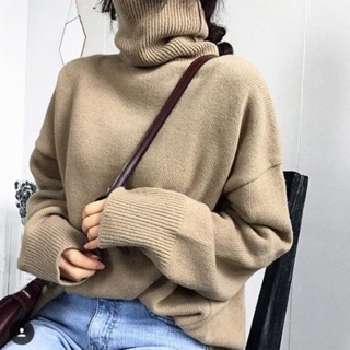 [sẵn] áo len cổ lọ hàn quốc ulzzang màu be/nude