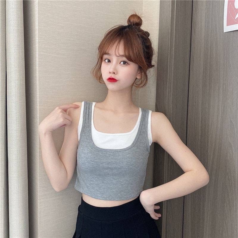 Áo bra ba lỗ dáng croptop 2 lớp có đệm ngực 2 trong 1