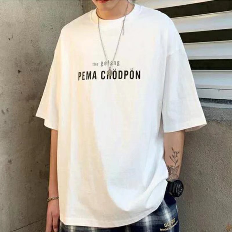 Áo Thun Tay Ngắn Dáng Rộng Cổ Tròn In Chữ Size M-8XL Phong Cách Hip Hop Thời Trang Cho Nam Và Nữ