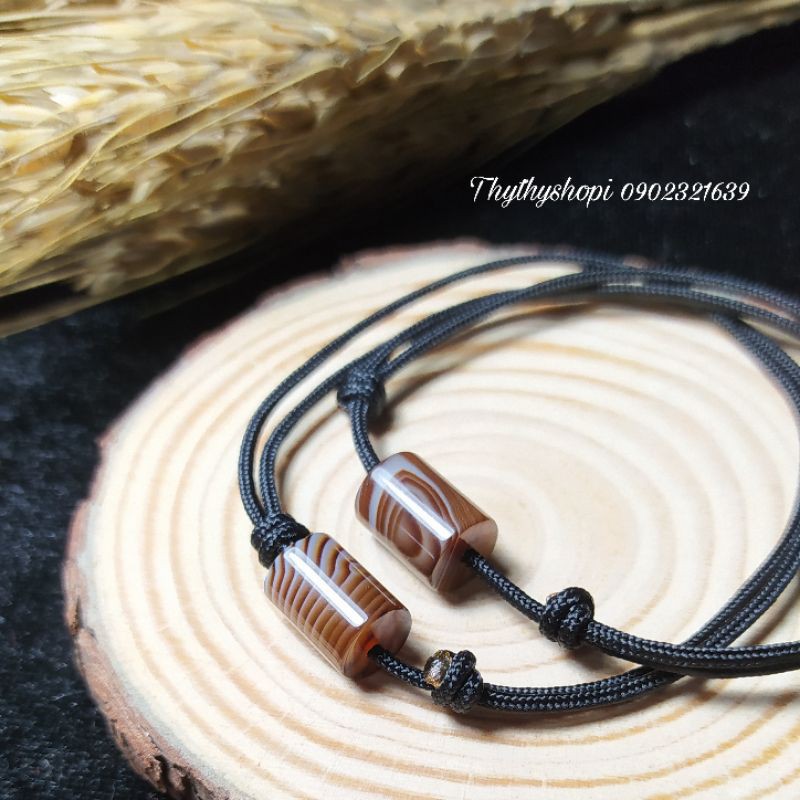 Vòng tay trụ nâu đá thiên nhiên siêu xinh  -  -