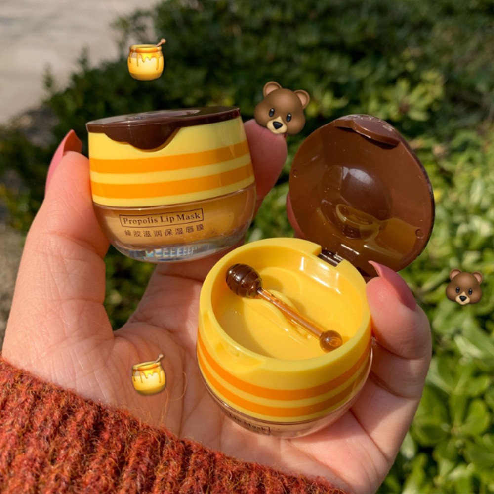 🌈🍓🍯 Mặt Nạ Ngủ Son Dưỡng Môi Propolis Lip Mask Chiết Xuất Mật Ong Rừng, Nha Đam Giúp Môi Mềm Mịn, Giảm Thâm , Nứt Nẻ