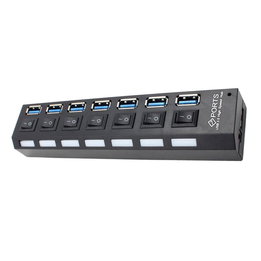 USB 3.0 Hub With Separate Seven Ports Compact Lightweight Power Adapter Hub
