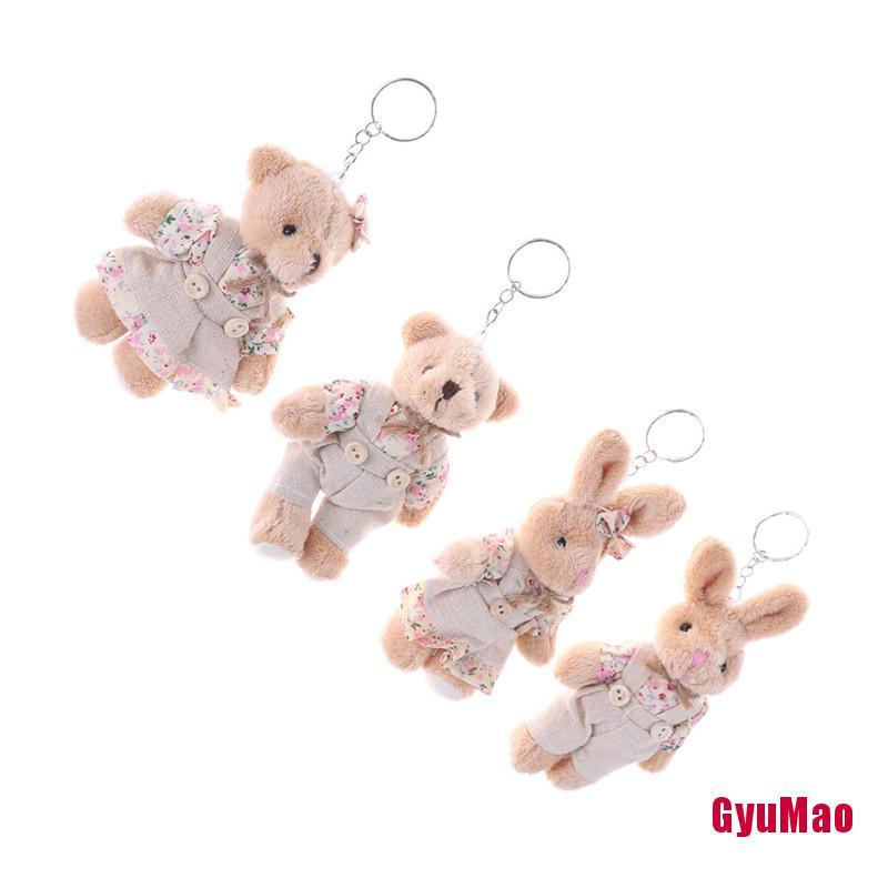 1 Cặp Móc Khóa Hình Gấu Thỏ Bông Hoa Dễ Thương 2017 11cm