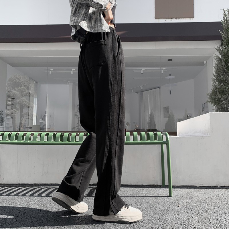 Quần Dài Nữ Ống Rộng Xẻ Tà Thời Trang retro