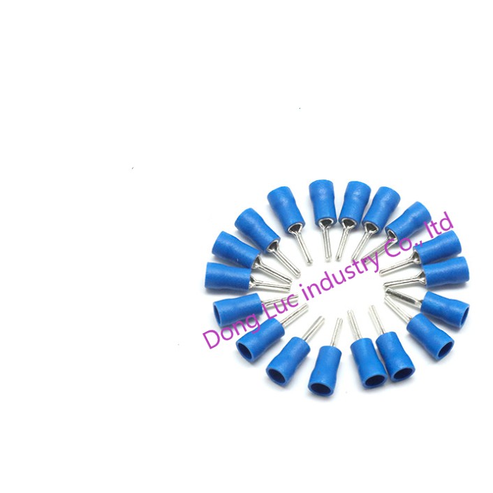 Đầu cos pin tròn đặc bọc nhựa PTV 2-10, cốt kim bấm nối dây điện 1.5mm, 2.5mm bằng đồng