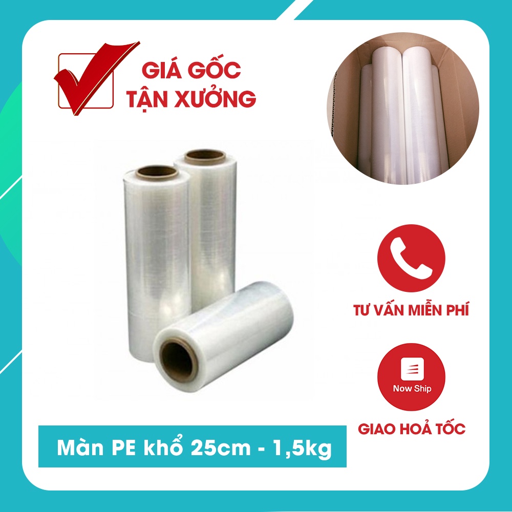 Màn co màn PE quấn hàng hoá tiết kiệm [1 CÂY 25CM-1,5KG]