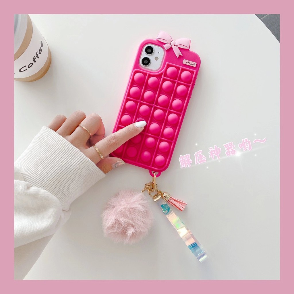 Beautiful Barbie Foxmind silicone phone cases with keychain for Iphone 12 pro max 11 pro max xs max xr x 7 8 plus 6 6s plus Beautiful decompression game silicone phone covers