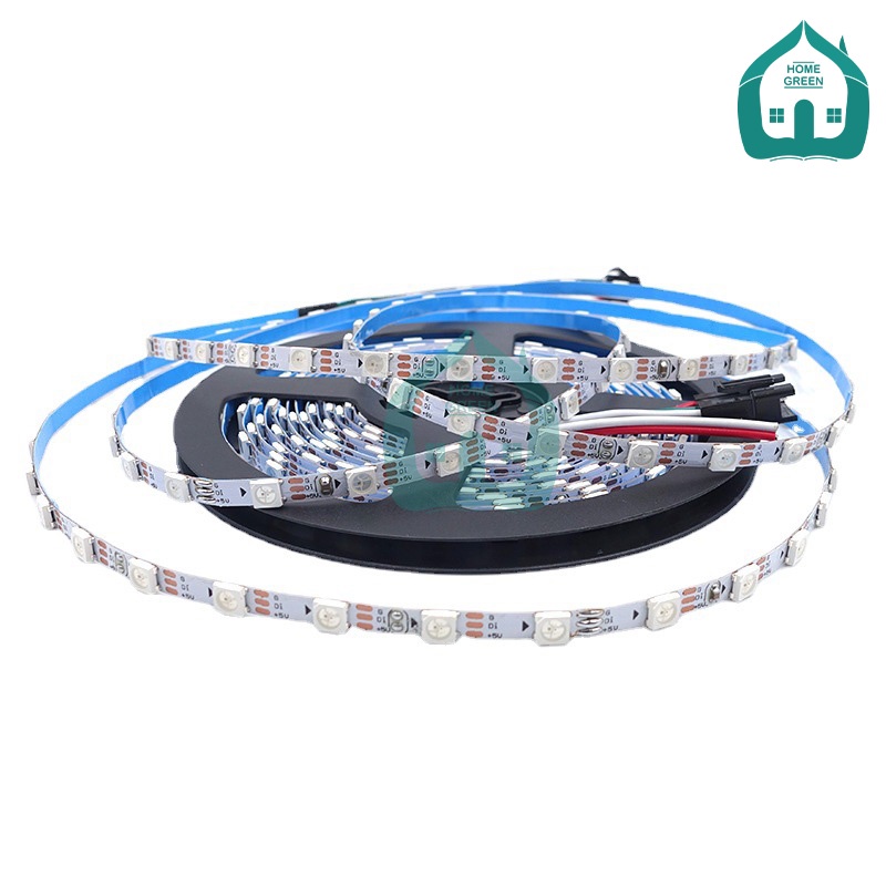 Đèn led dây dán WS2812B ARGB bản rộng 5,5mm mỏng 2mm điện áp 5v 60 led/m