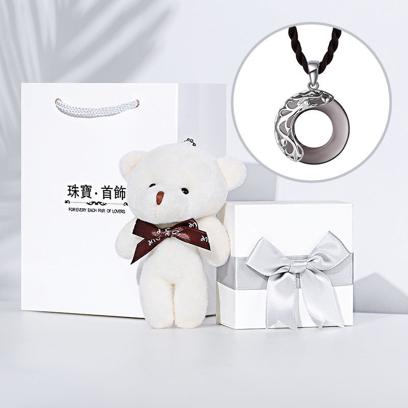 Set 1/2 dây chuyền màu trắng đen cho cặp đôi