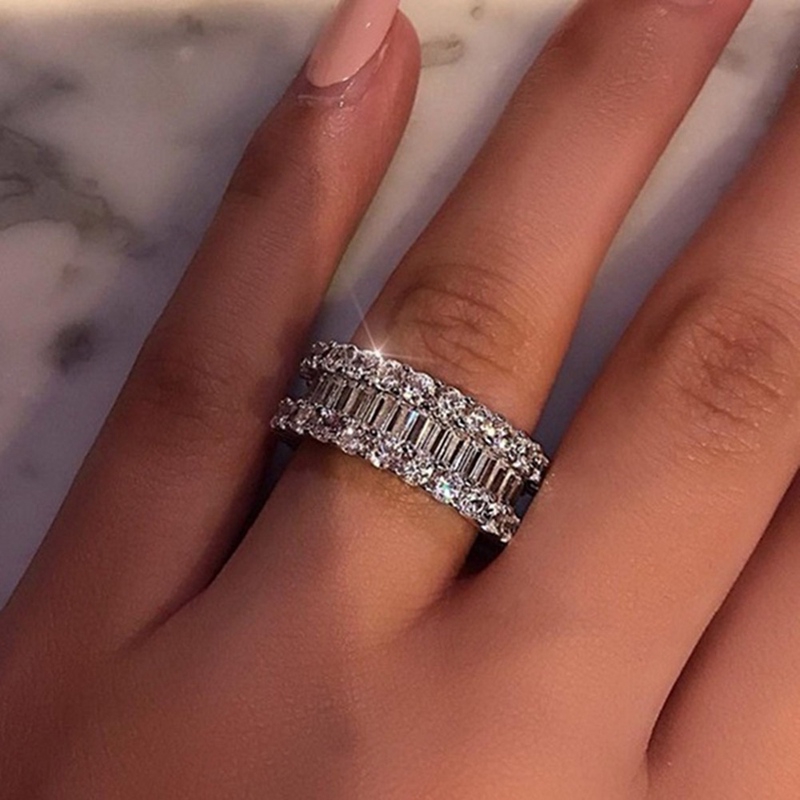 Nhẫn đính đá sapphire trắng phong cách lãng mạn thời trang cho nữ
