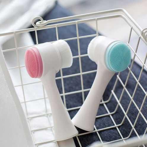 Cọ Rửa Mặt 2 Đầu Silicone Làm Sạch Da Một Cách Nhanh Chóng