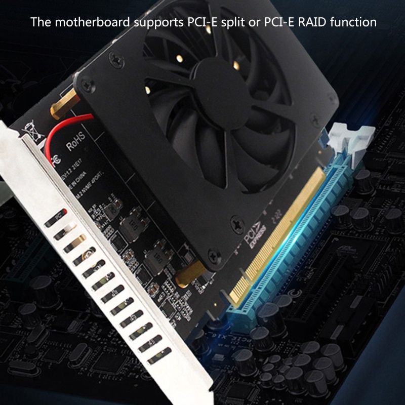 Card Mở Rộng PCI-E 4.0 X16 Sang NVME M.2 Cho Key 4 Ssd RAID Arr