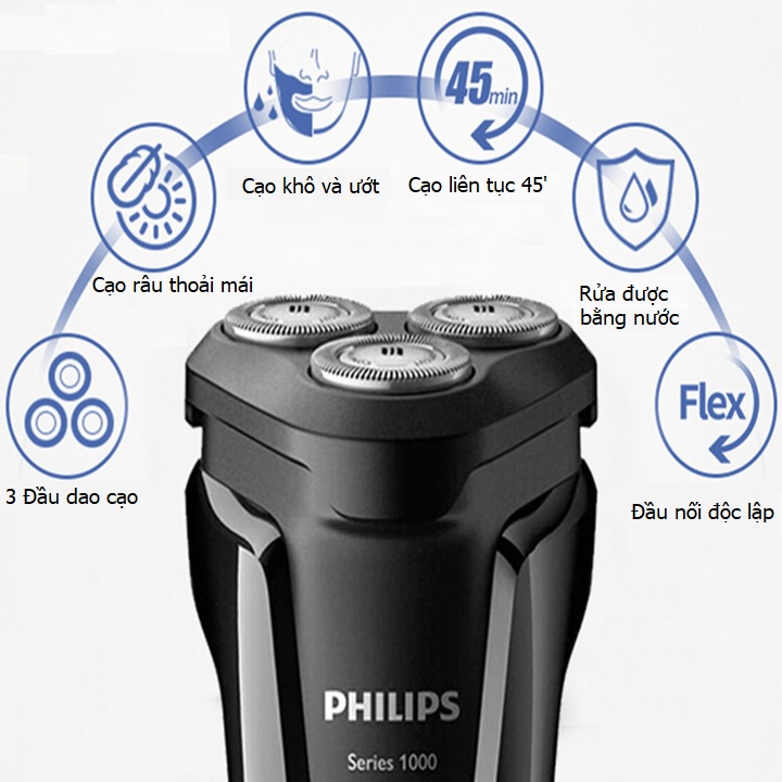 Máy cạo râu Philips đa năng điện 3 lưỡi tự mài khô và ướt S1010 - BH 24 Tháng - Khohangcap1_ad