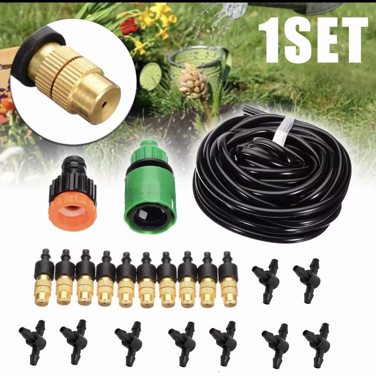 Bộ 10 mét phun sương tưới cây, làm mát béc đầu đồng tặng Hộp quà bất ngờ thiết bị tưới