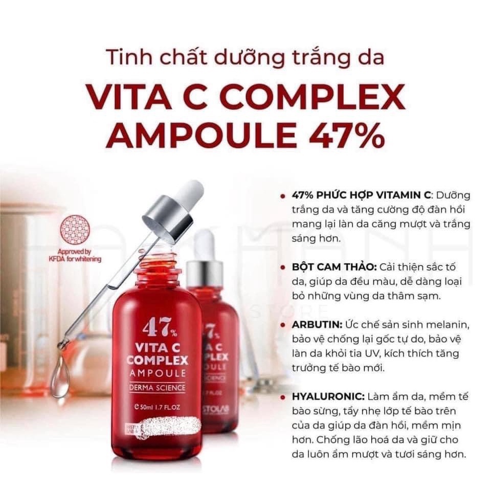 Serum Dưỡng Trắng Sáng Da Histolab Vita C Complex Ampoule 47% Chống lão hóa, không cồn 50ml