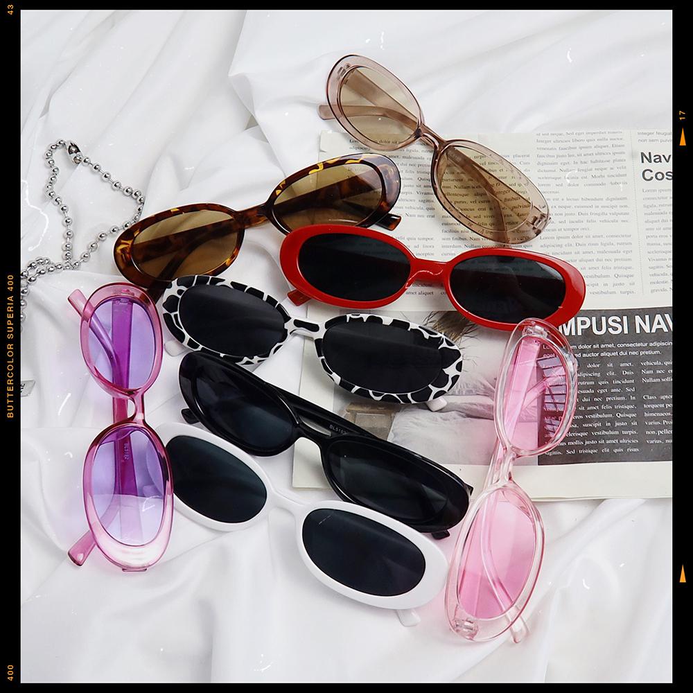 Kính Râm Hình Oval Màu Ngà Phong Cách Retro Ulzzang Cổ Điển Thời Trang