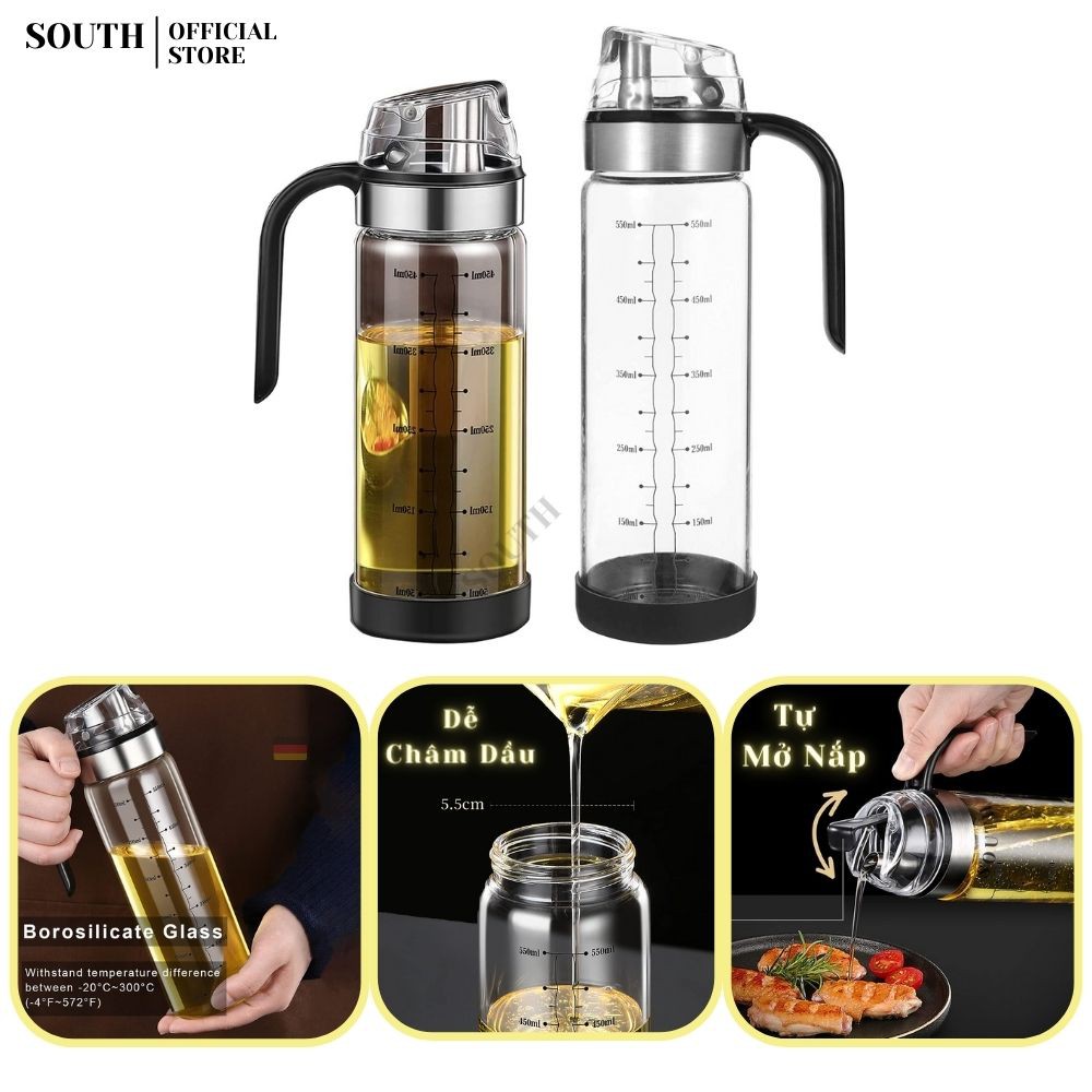 Bình chai đựng dầu ăn nước mắm gia vị thủy tinh SDA71 nắp đóng mở tự động | BigBuy360 - bigbuy360.vn