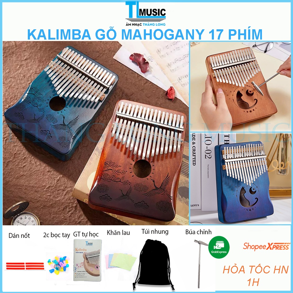 Đàn Kalimba KA02 -17 Phím Gỗ Nguyên Tấm Mahogany ( Full Phụ Kiện )