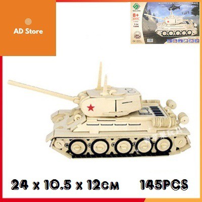 Đồ chơi lắp ghép gỗ 3D Xe tăng T34
