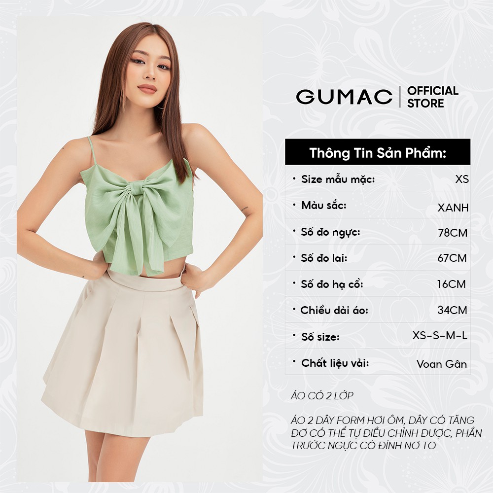 Áo kiểu nữ 2 dây nơ ngực GUMAC đủ màu, phong cách dễ thương AB499 | BigBuy360 - bigbuy360.vn