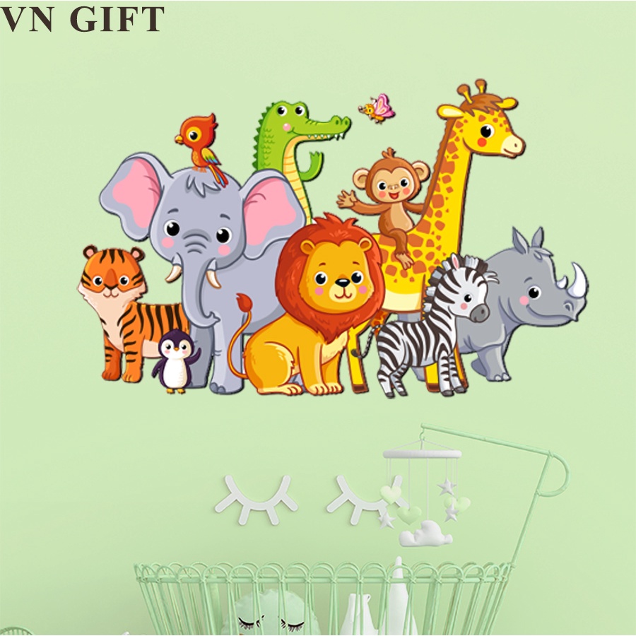 Set tranh gỗ hành trình muôn thú gồm 10 con vật làm bằng gỗ cao cấp trang trí nhà cửa, có sẵn băng dính 2 mặt siêu dính