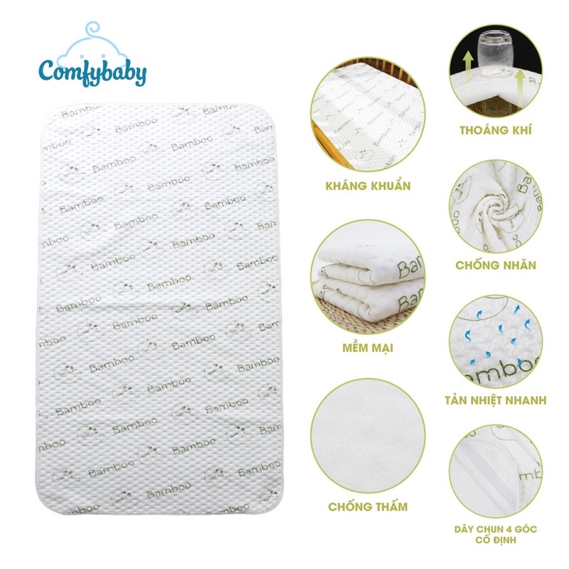 Tấm lót chống thấm thay tã cho bé 4 lớp vải sợi tre bamboo cao cấp Comfybaby tự nhiên, kháng khuẩn, thoáng khí PAD1