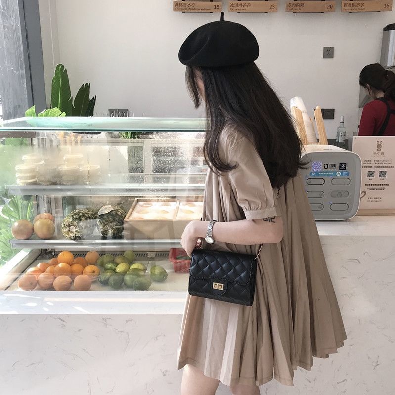 Túi Đeo Chéo Mini Hình Vuông Phối Dây Xích Phong Cách Hàn Quốc Mới 2020