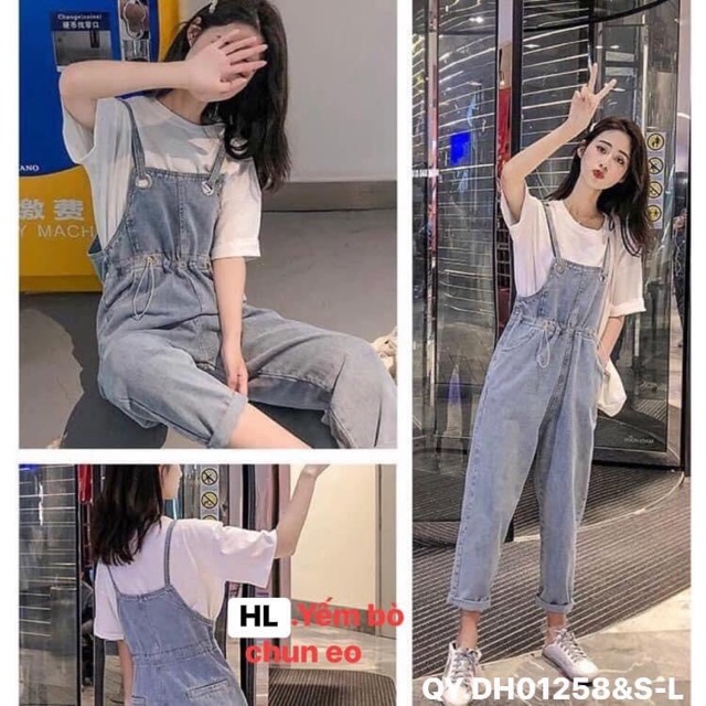 Quần bò yếm rút eo - DH