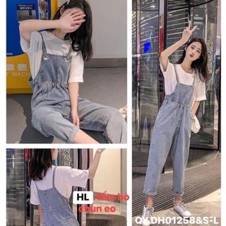 Quần bò yếm rút eo - dh
