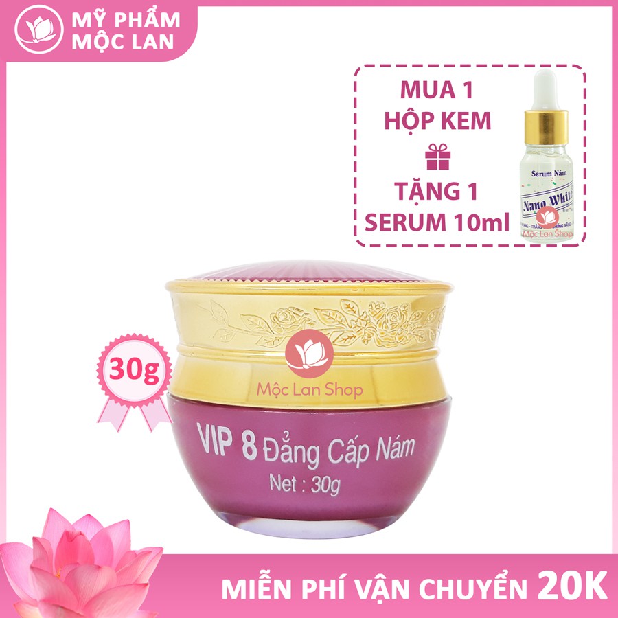 Kem nám tàn nhang, trắng da, chống nắng, phục hồi da hư 30gr- Kem Nano white Vip 10 -  Mỹ phẩm Mộc Lan