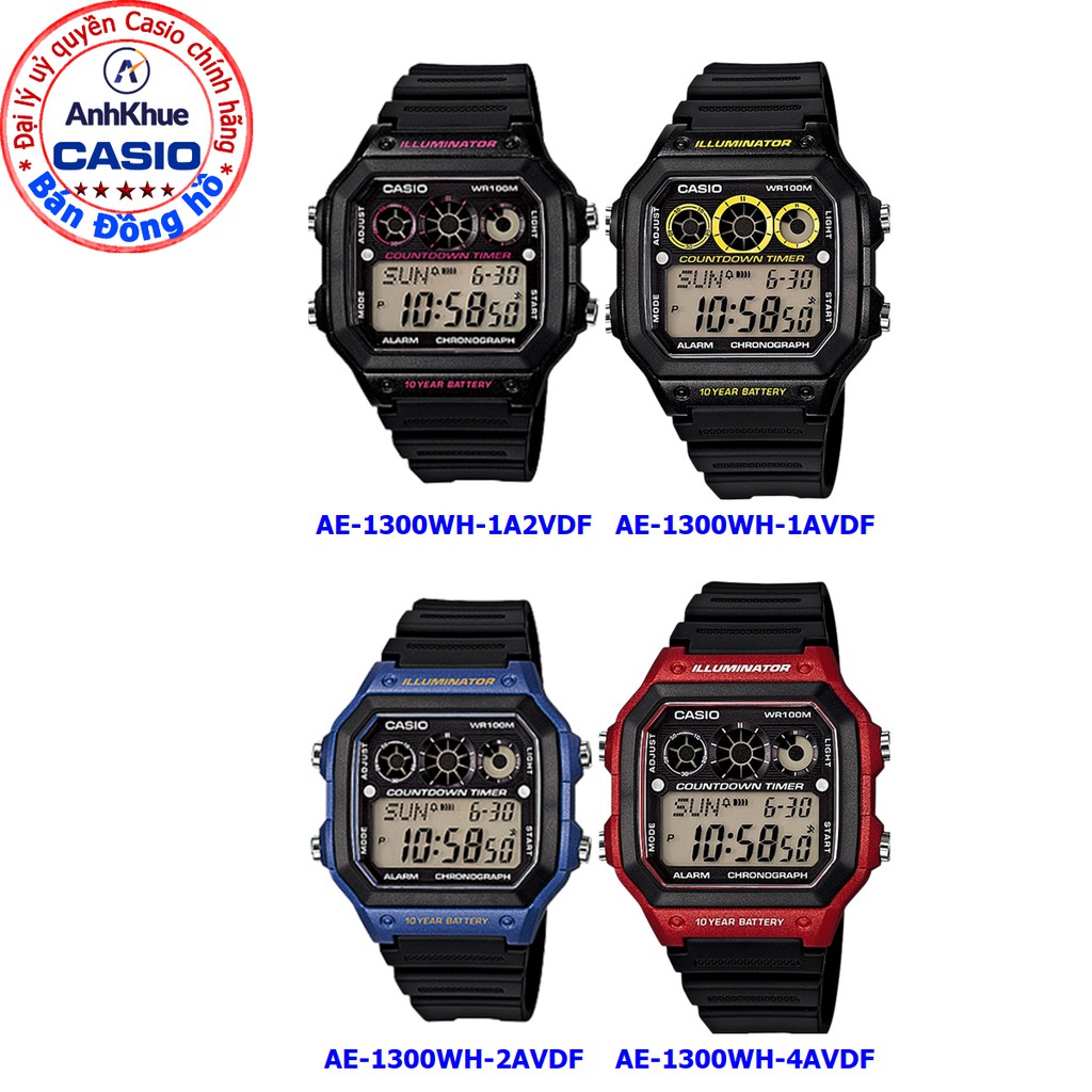 Đồng hồ nam Casio AE-1300 AE-1300WH-1A2F AE-1300WH-1A AE-1300WH-2A AE-1300WH-4A chính hãng Anh Khêu đây nhựa bền đẹp