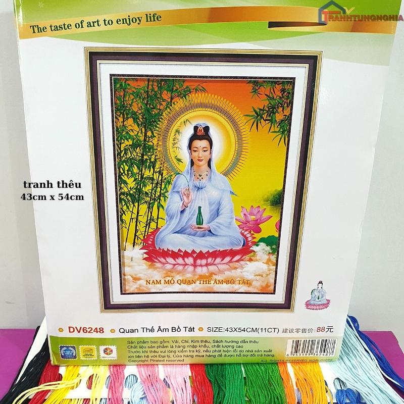 Tranh đính đá, tranh thêu chữ thập quan thế âm bồ tát